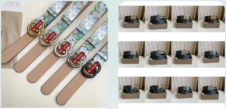 Belts: floral leather belts with double ring buckles and boxed buckle belts