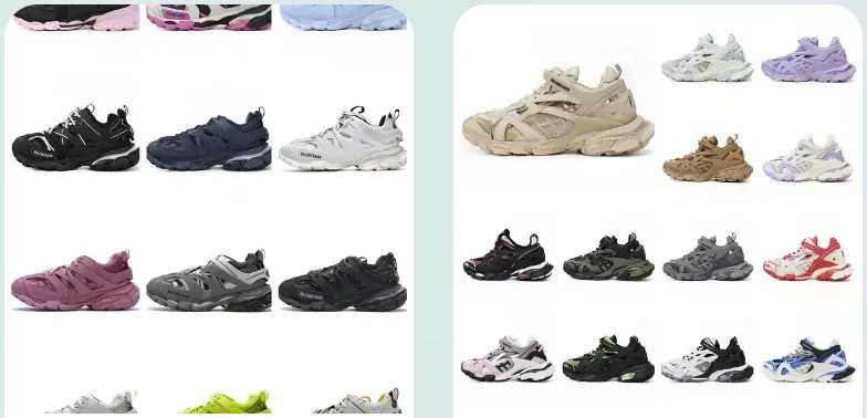 Sneakers: chunky sneakers in several colourways and a grid of runner-style trainers