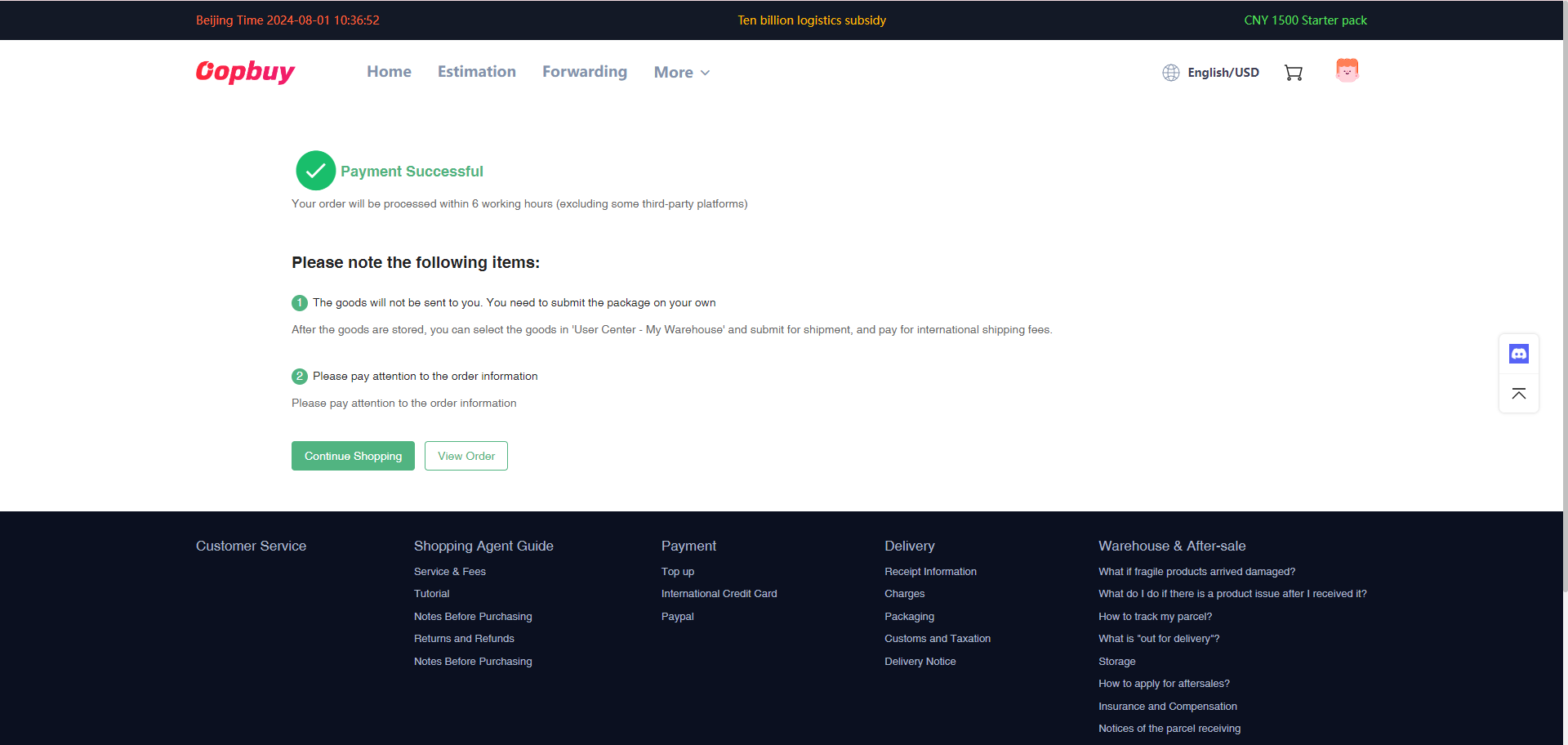 Follow purchase and seller dispatch — official tutorial frame